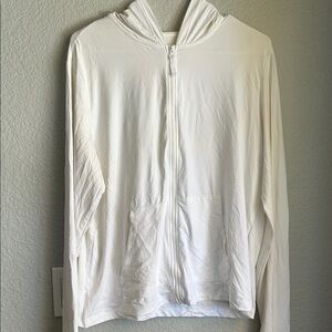 Lands' End White Lightweight Zip Hoodie